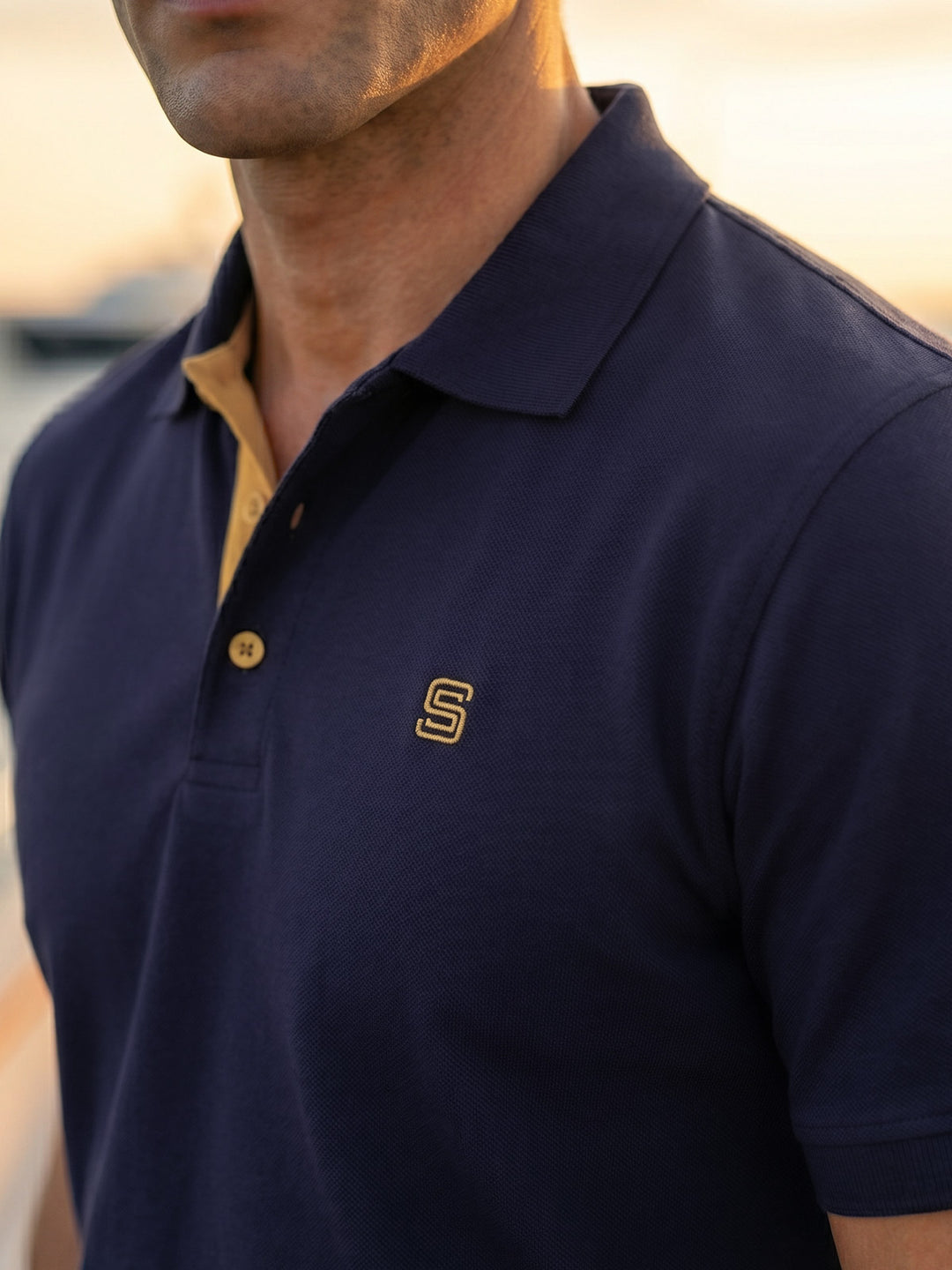 Navy Blue Half Sleeves Designer Polo T-Shirt (POLO-1201)