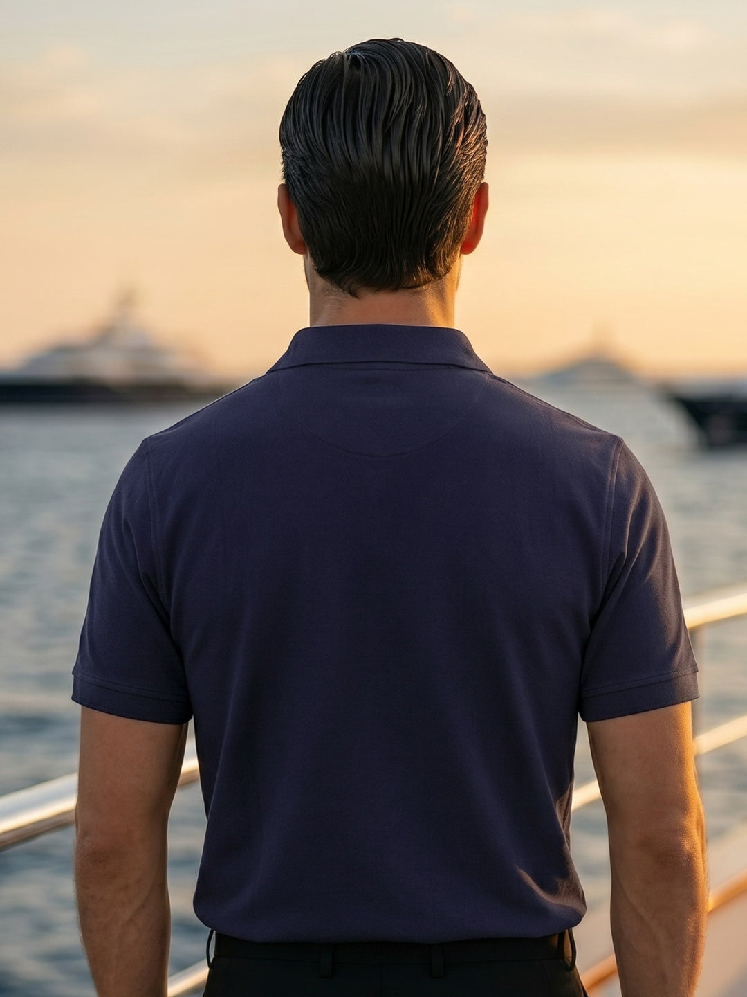 Navy Blue Half Sleeves Designer Polo T-Shirt (POLO-1201)