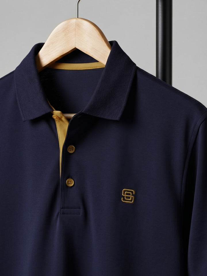 Navy Blue Half Sleeves Designer Polo T-Shirt (POLO-1201)