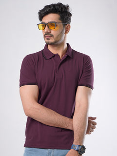 Maroon Plain Contrast Tipping Half Sleeves Polo T-Shirt (POLO-526)