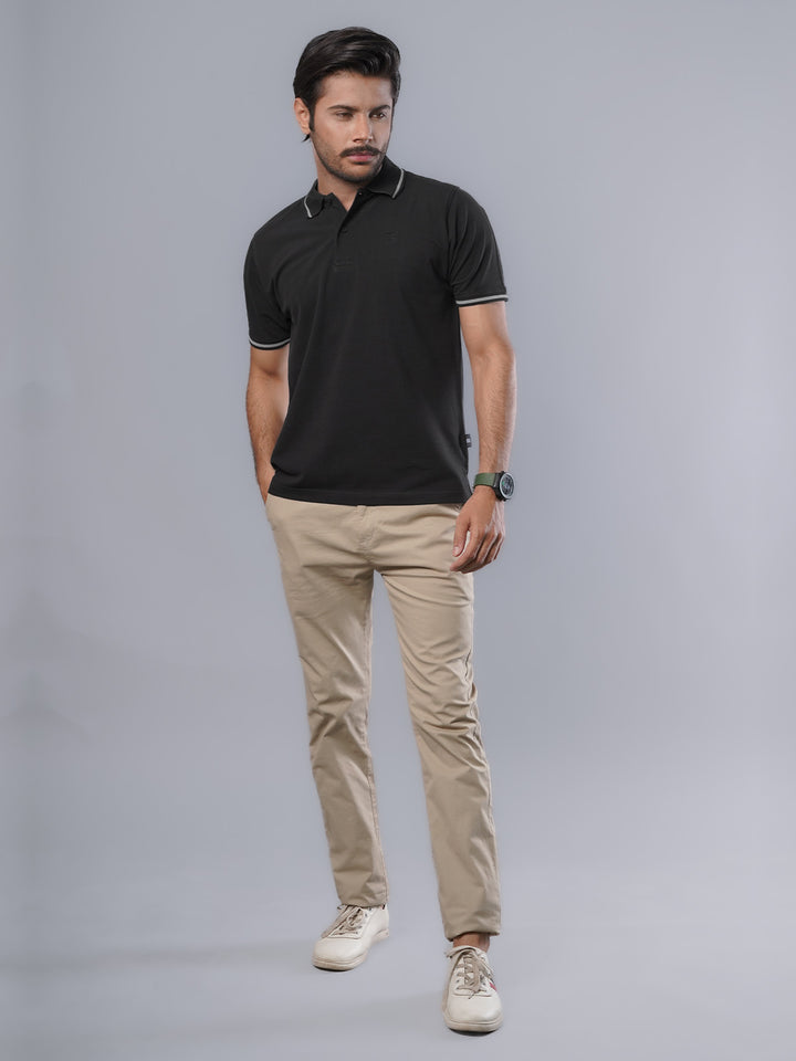 Black Classic Half Sleeves Cotton Polo T-Shirt (POLO-560)