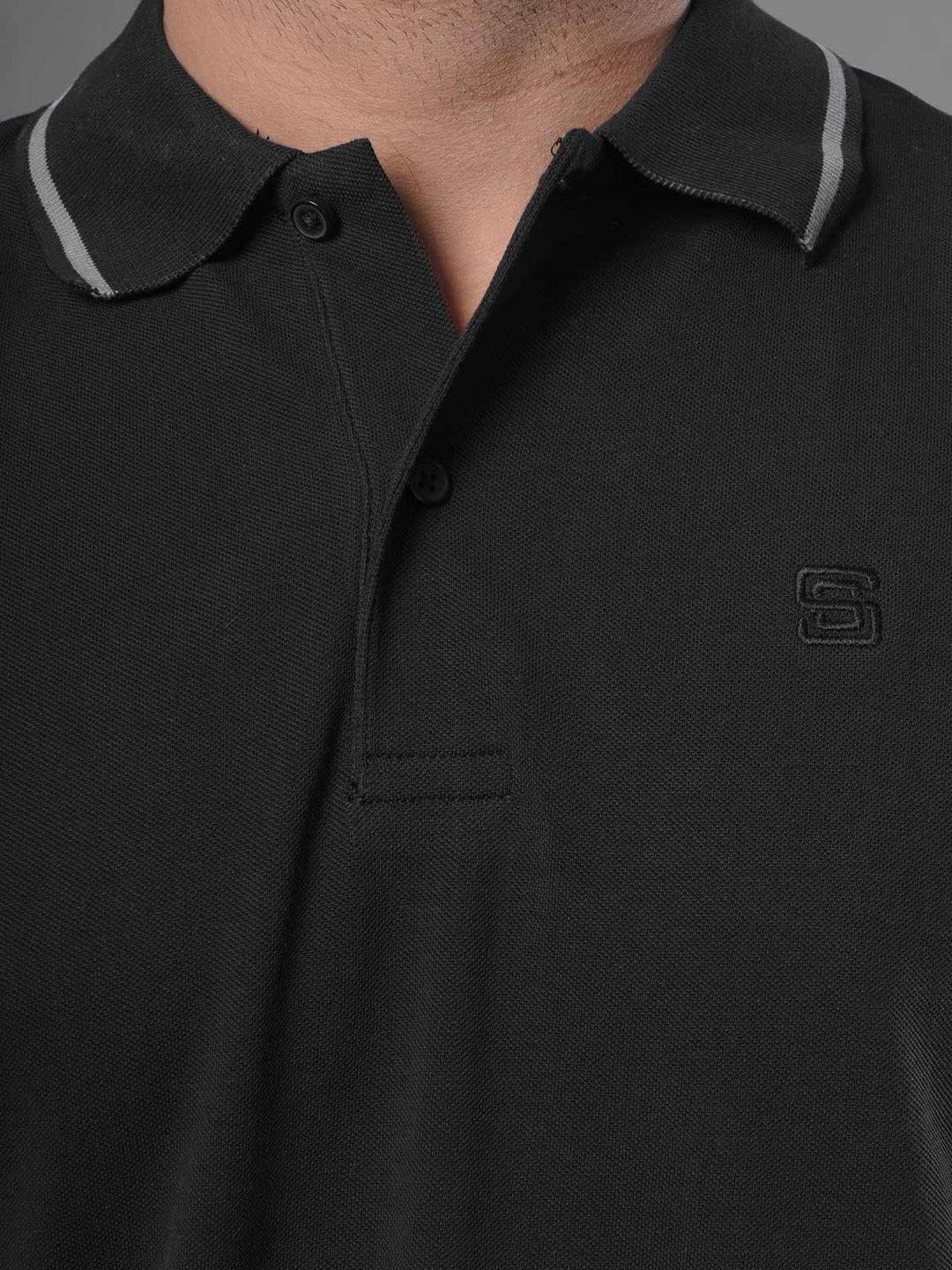 Black Classic Half Sleeves Cotton Polo T-Shirt (POLO-560)