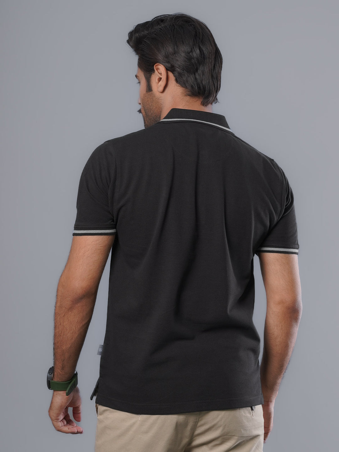 Black Classic Half Sleeves Cotton Polo T-Shirt (POLO-560)