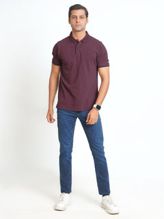 Maroon Classic Half Sleeves Cotton Polo T-Shirt (POLO-561)