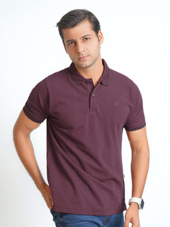 Maroon Classic Half Sleeves Cotton Polo T-Shirt (POLO-561)