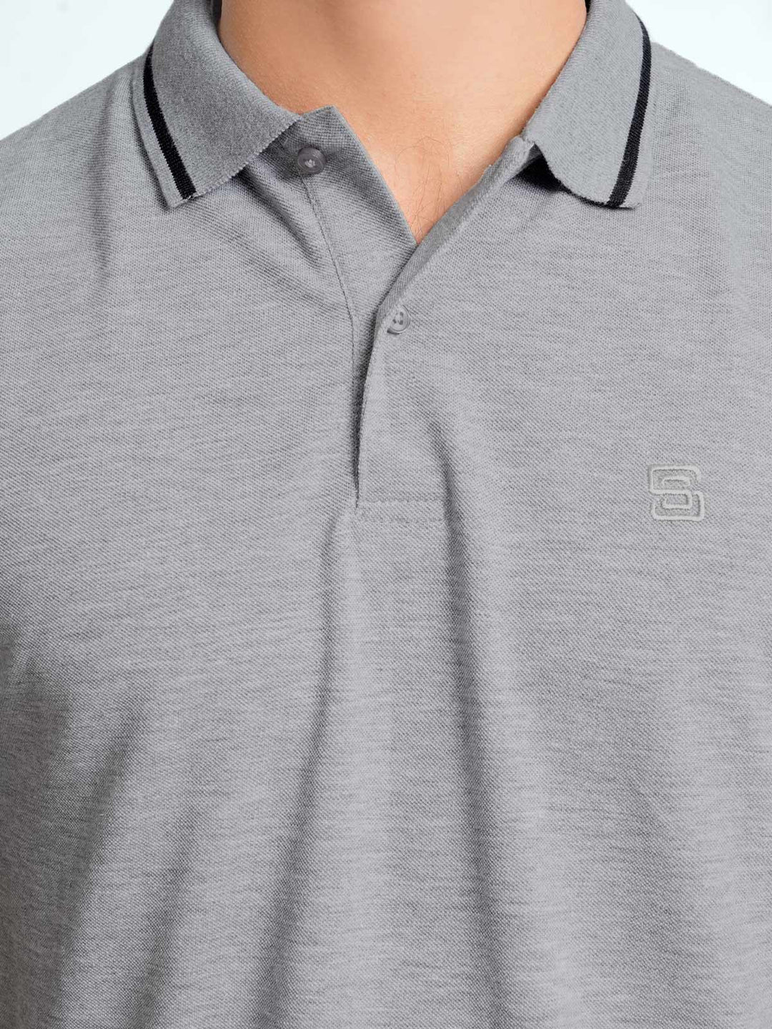 Light Grey Classic Half Sleeves Cotton Polo T-Shirt (POLO-566)