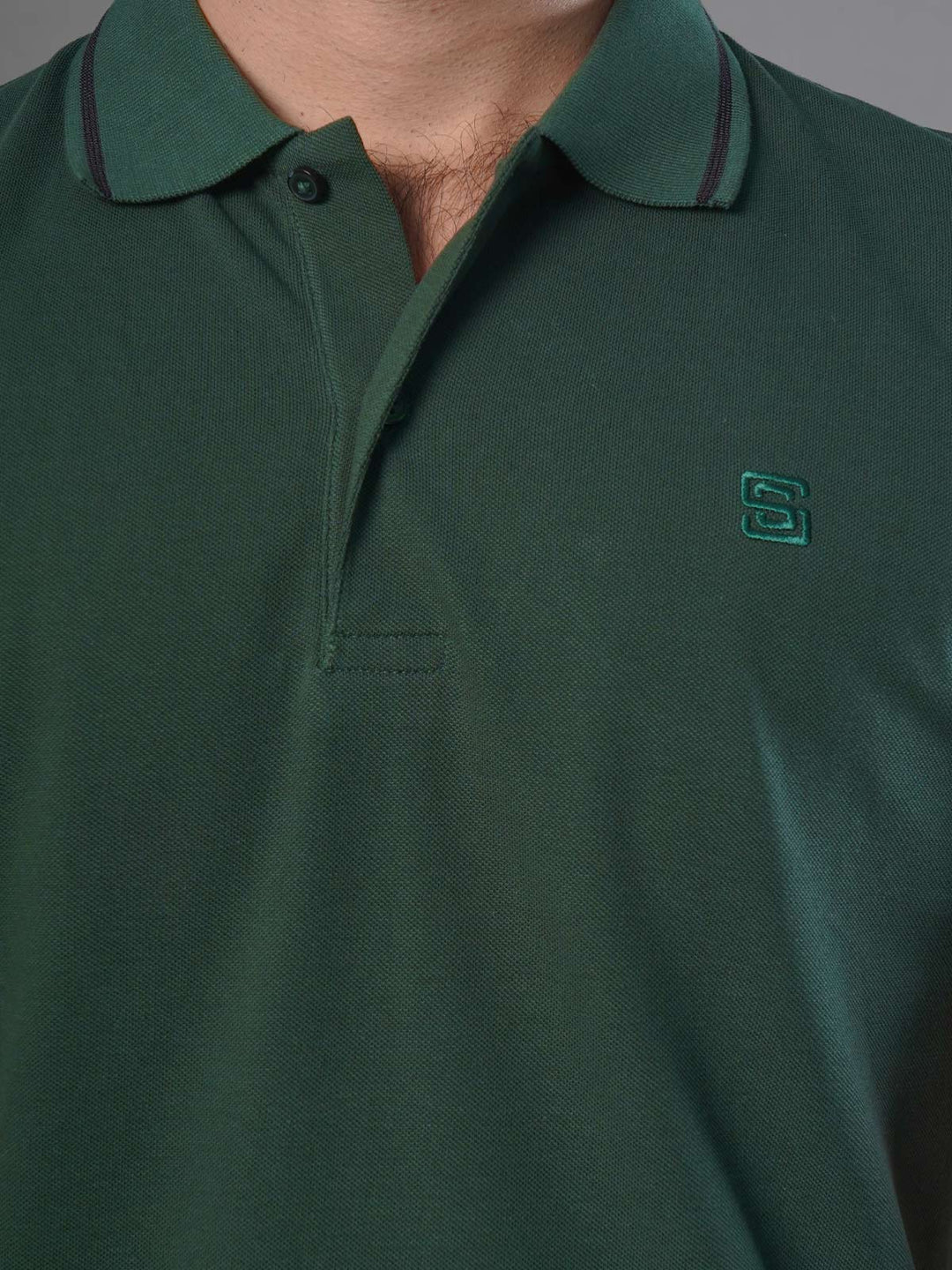 Dark Green Classic Half Sleeves Cotton Polo T-Shirt (POLO-567)