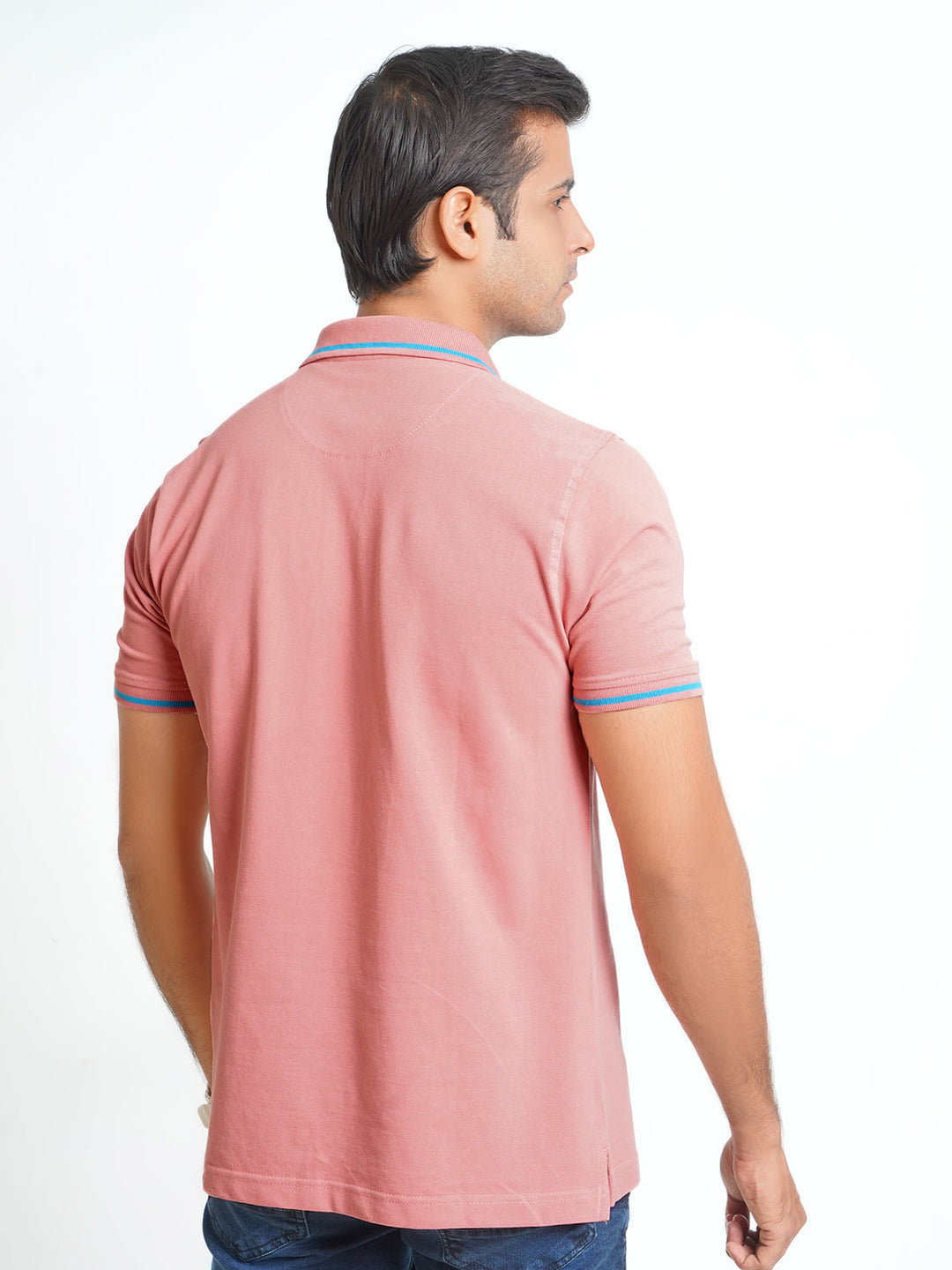 Tea Pink Classic Half Sleeves Cotton Polo T-Shirt (POLO-568)