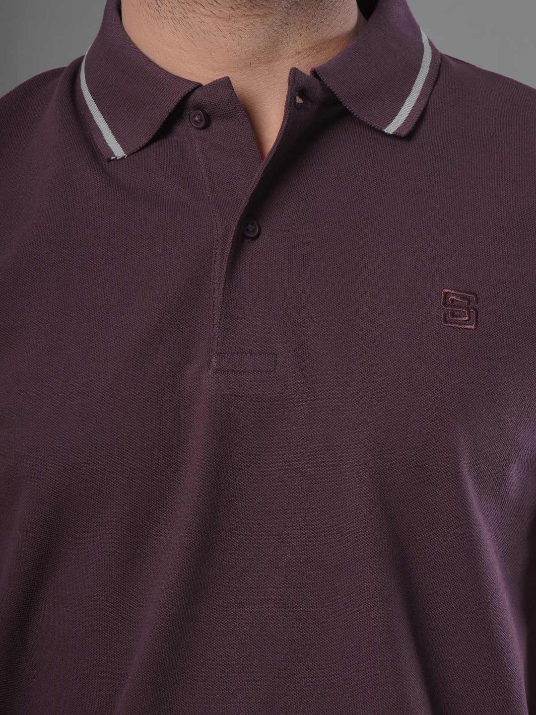 Dark Purple Classic Half Sleeves Cotton Polo T-Shirt (POLO-569)