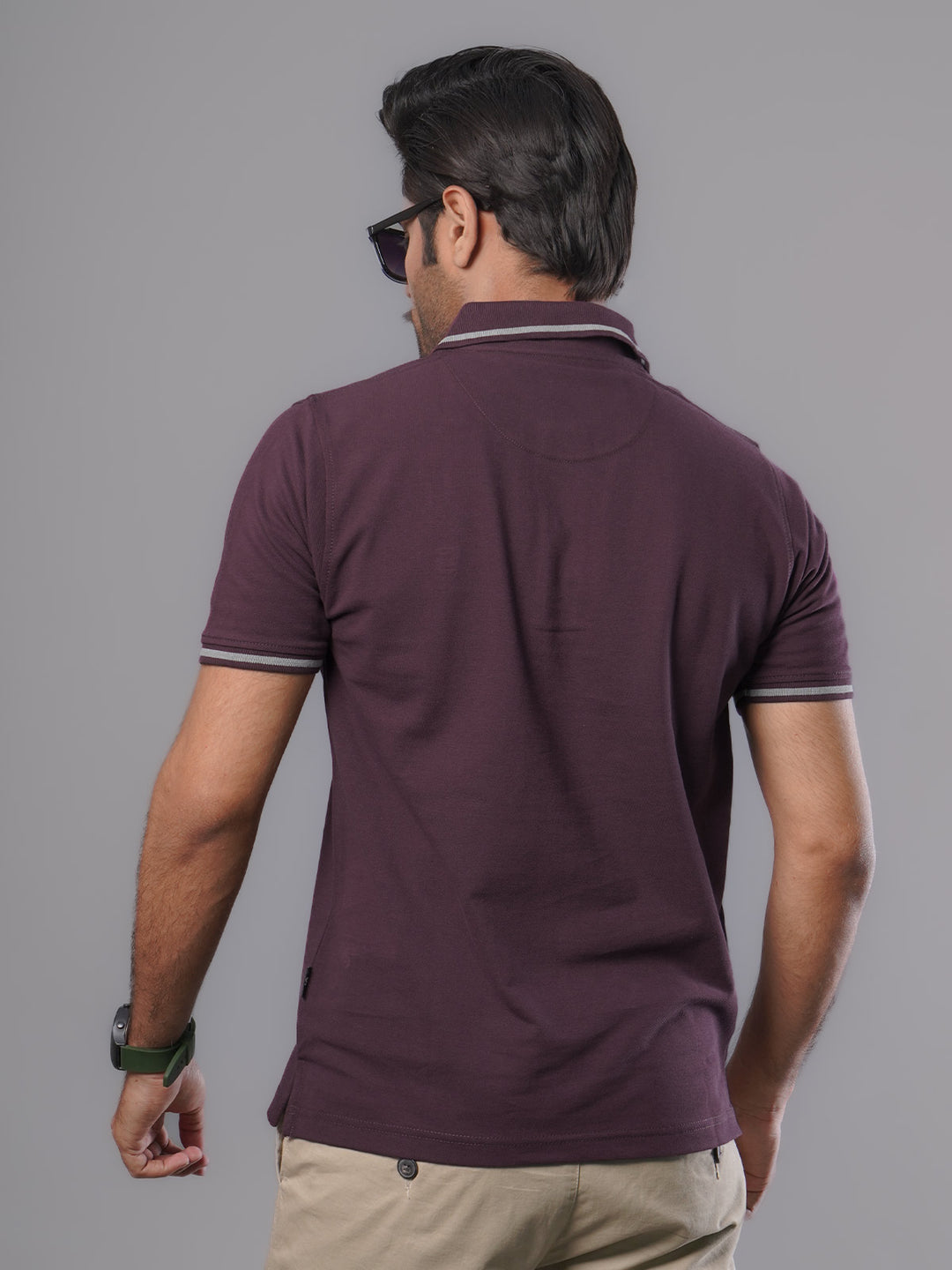 Dark Purple Classic Half Sleeves Cotton Polo T-Shirt (POLO-569)