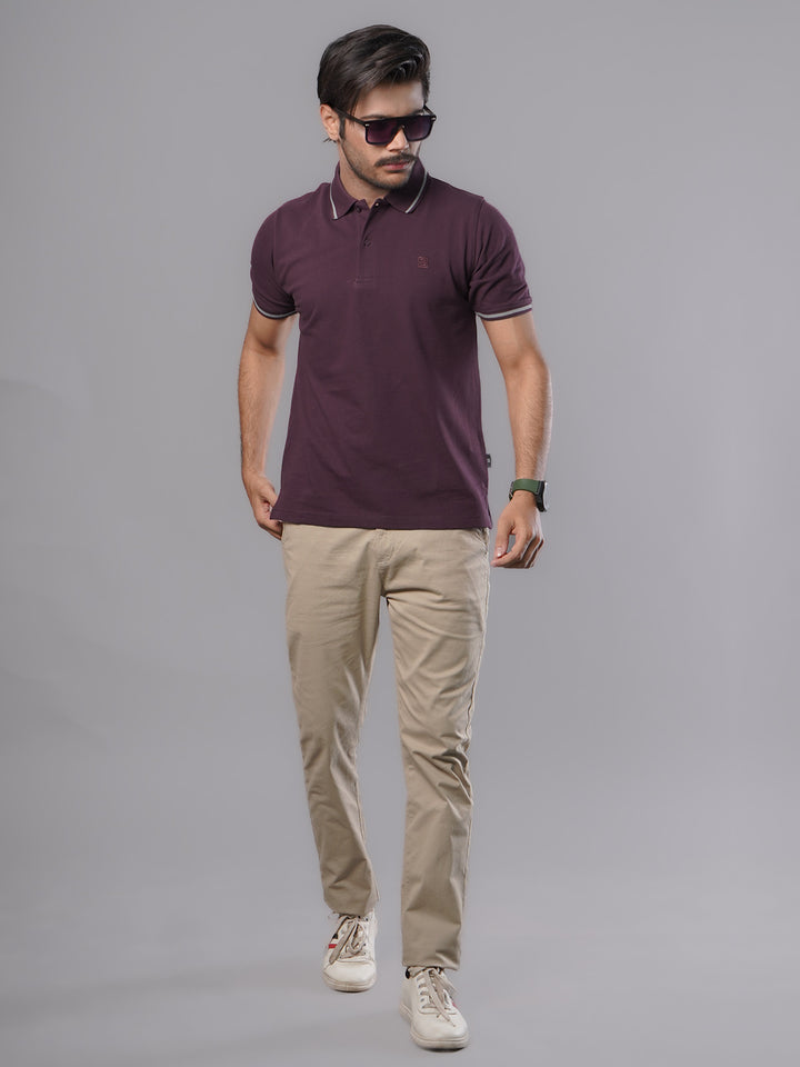 Dark Purple Classic Half Sleeves Cotton Polo T-Shirt (POLO-569)