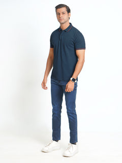 Dark turquoise Classic Half Sleeves Cotton Polo T-Shirt (POLO-572)