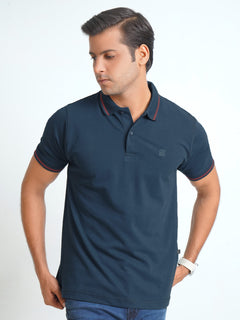 Dark turquoise Classic Half Sleeves Cotton Polo T-Shirt (POLO-572)