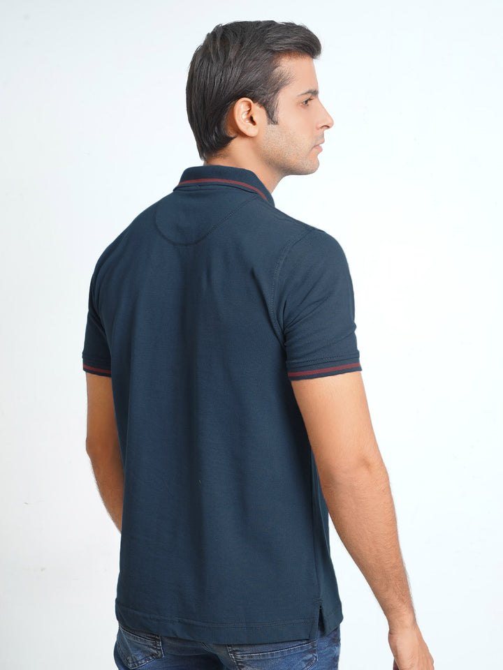 Dark turquoise Classic Half Sleeves Cotton Polo T-Shirt (POLO-572)