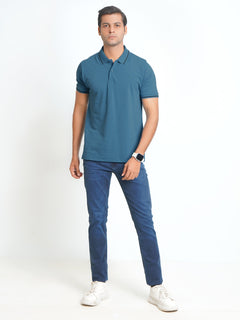 Blue Classic Half Sleeves Cotton Polo T-Shirt (POLO-573)