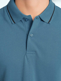Blue Classic Half Sleeves Cotton Polo T-Shirt (POLO-573)