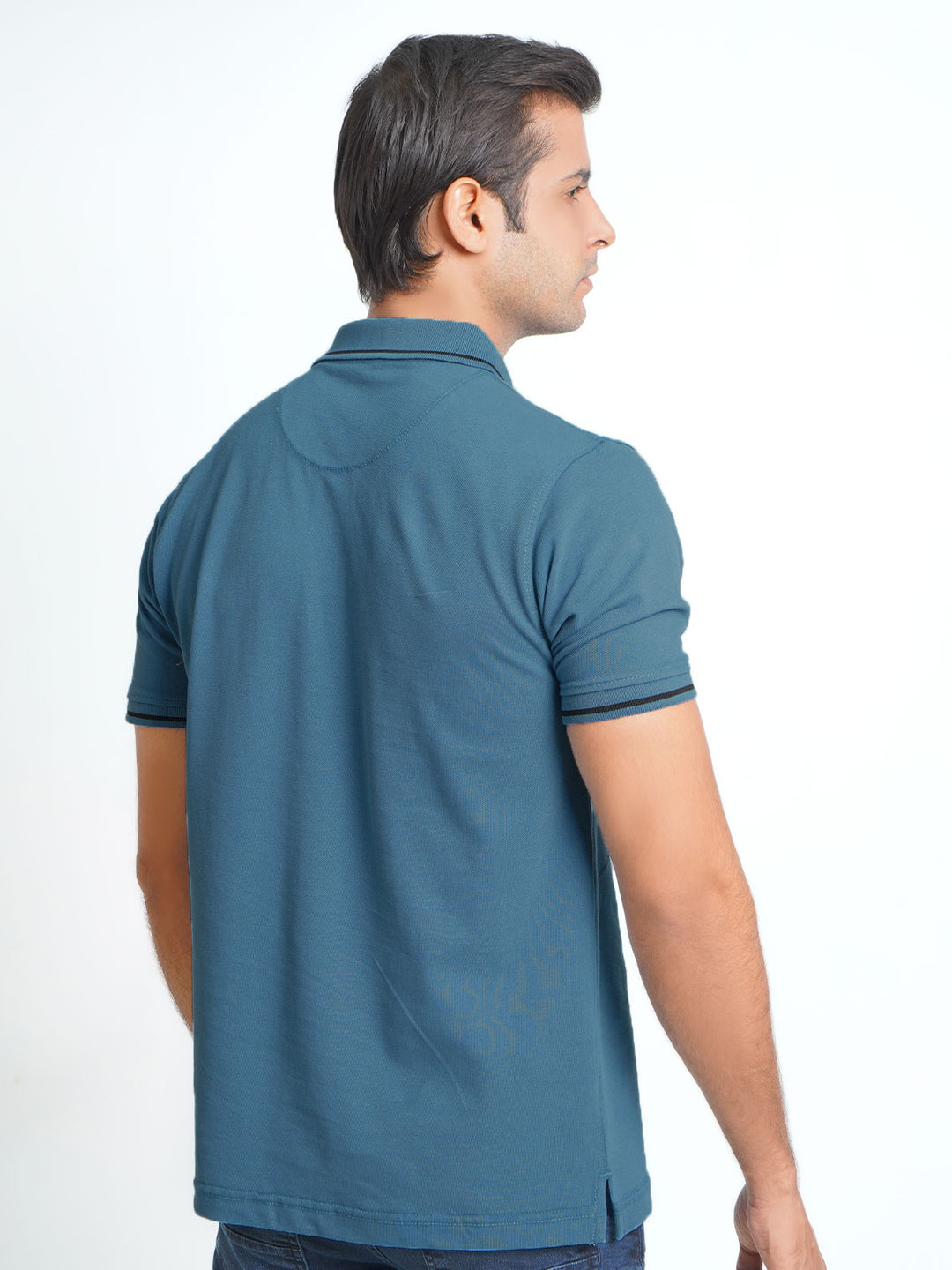 Blue Classic Half Sleeves Cotton Polo T-Shirt (POLO-573)