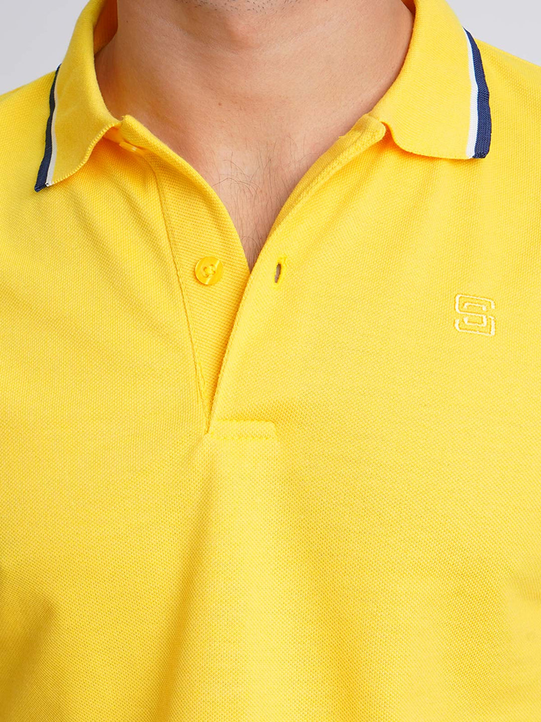 Yellow Plain Contrast Tipping Half Sleeves Polo T-Shirt (POLO-585)