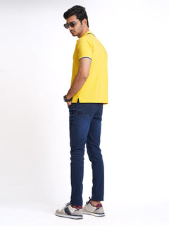 Yellow Plain Contrast Tipping Half Sleeves Polo T-Shirt (POLO-585)