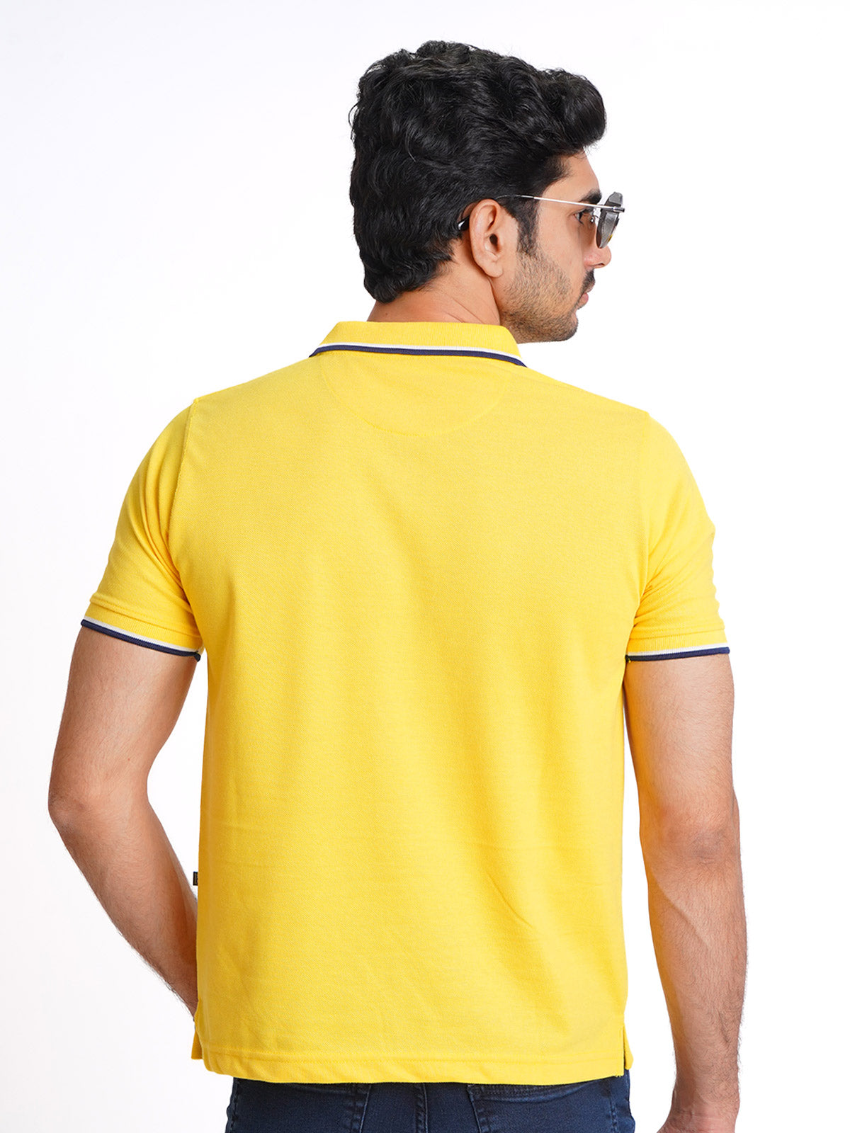 Yellow Plain Contrast Tipping Half Sleeves Polo T-Shirt (POLO-585)