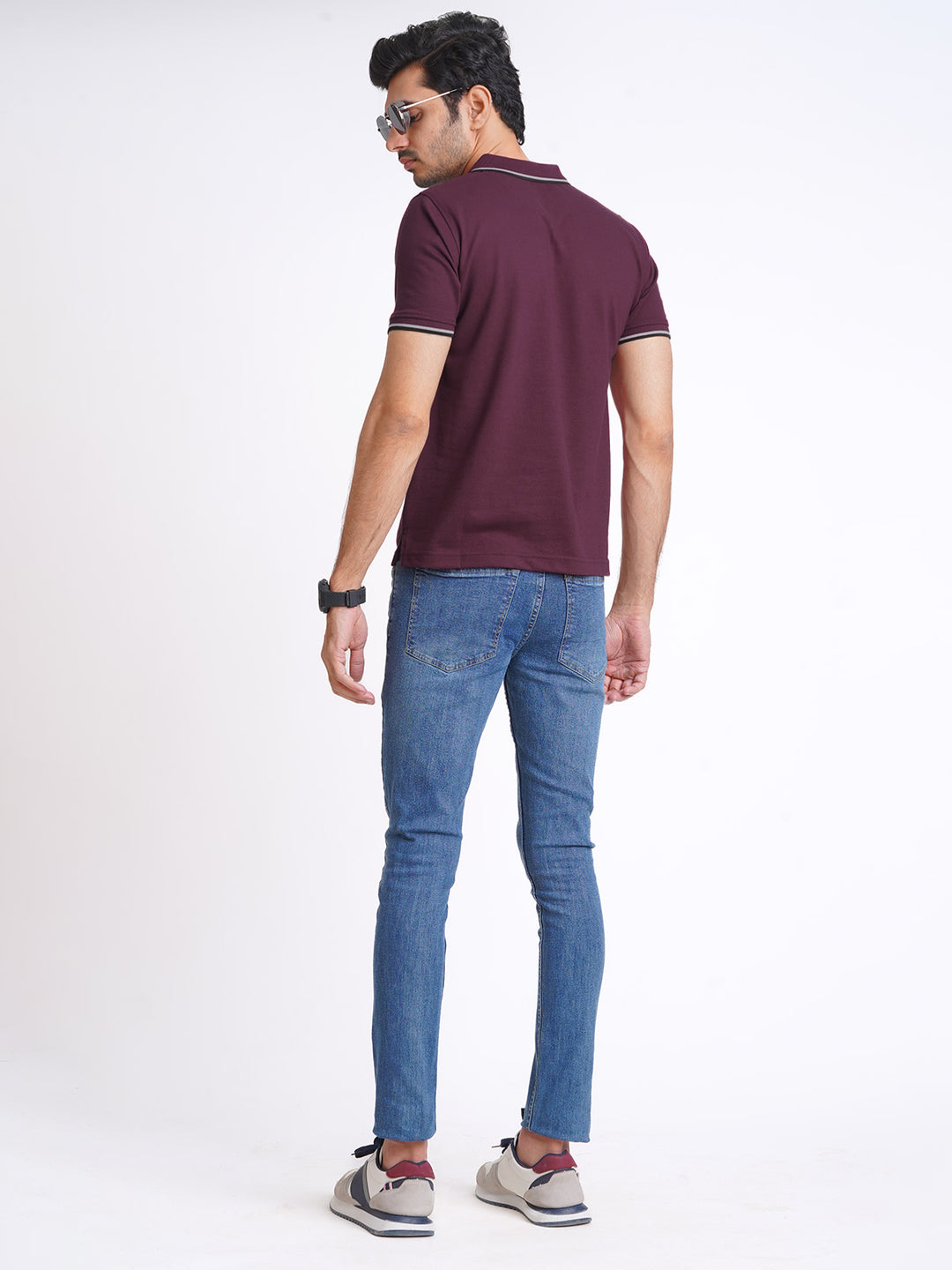 Maroon Plain Contrast Tipping Half Sleeves Polo T-Shirt (POLO-590)