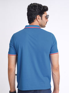 Royal Blue Plain Contrast Tipping Half Sleeves Polo T-Shirt (POLO-594)