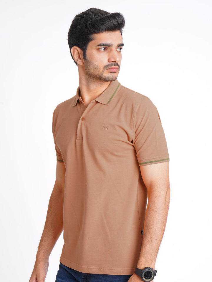 Caramel Classic Half Sleeves Cotton Polo T-Shirt (POLO-596)