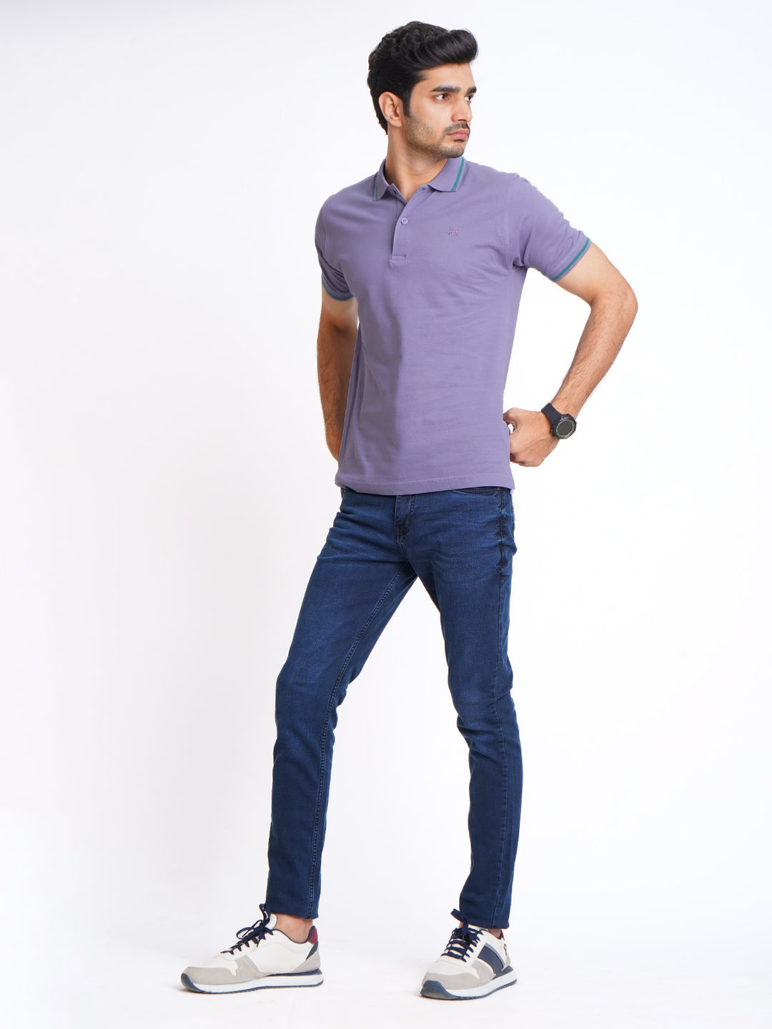 Light Purple Classic Half Sleeves Cotton Polo T-Shirt (POLO-598)