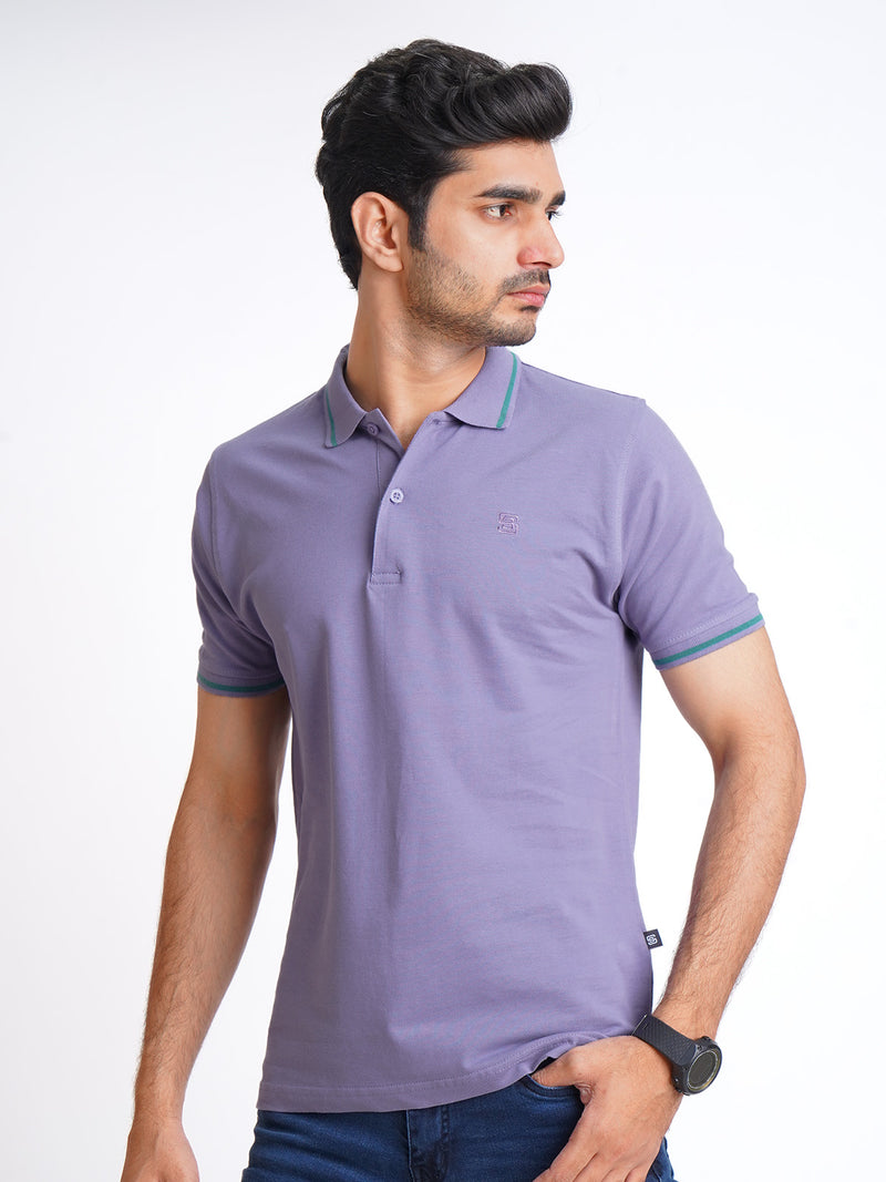 Light Purple Classic Half Sleeves Cotton Polo T-Shirt (POLO-598)