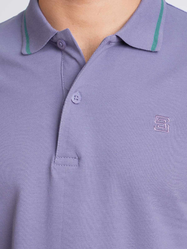 Light Purple Classic Half Sleeves Cotton Polo T-Shirt (POLO-598)