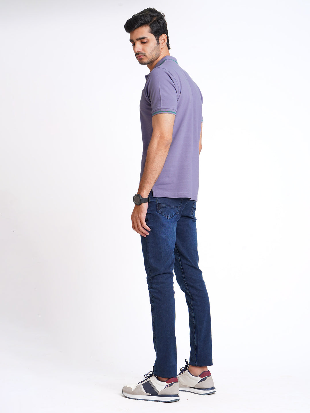 Light Purple Classic Half Sleeves Cotton Polo T-Shirt (POLO-598)