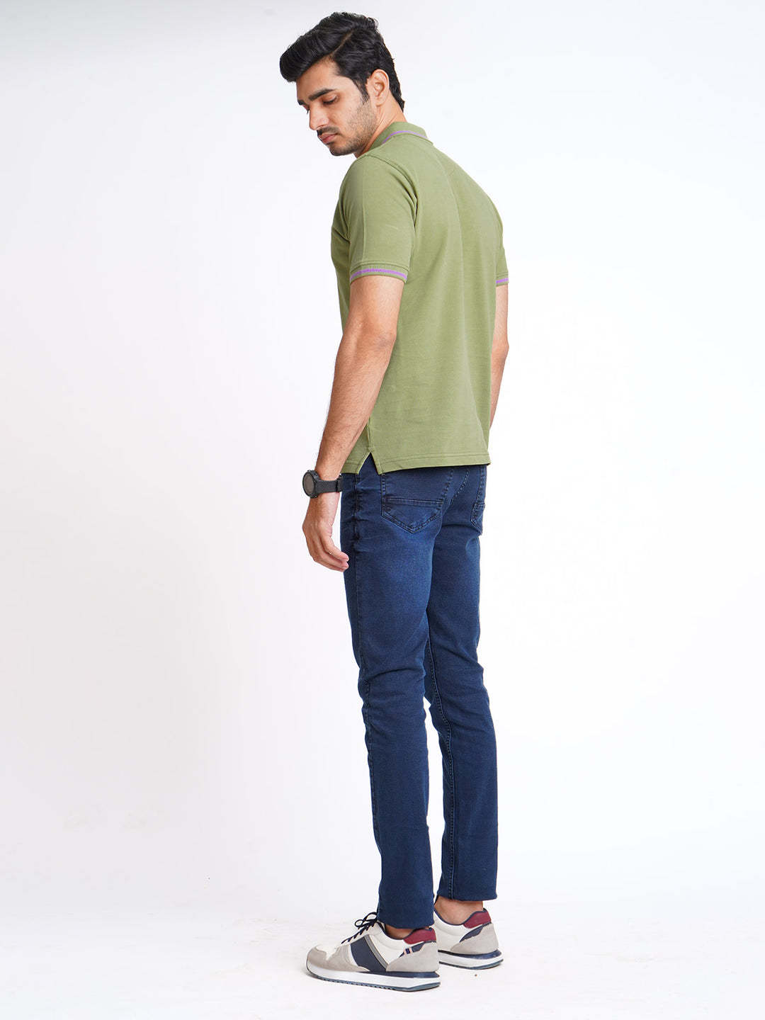 Light Olive Classic Half Sleeves Cotton Polo T-Shirt (POLO-599)