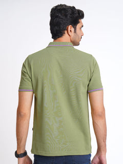 Light Olive Classic Half Sleeves Cotton Polo T-Shirt (POLO-599)