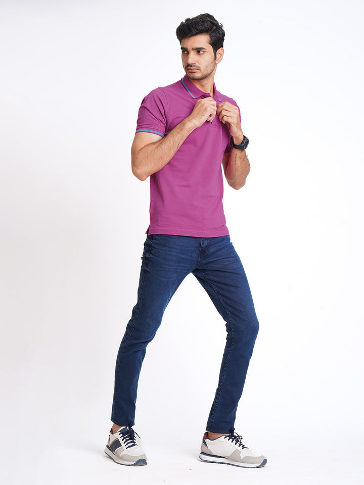 Fuchsia Classic Half Sleeves Cotton Polo T-Shirt (POLO-600)