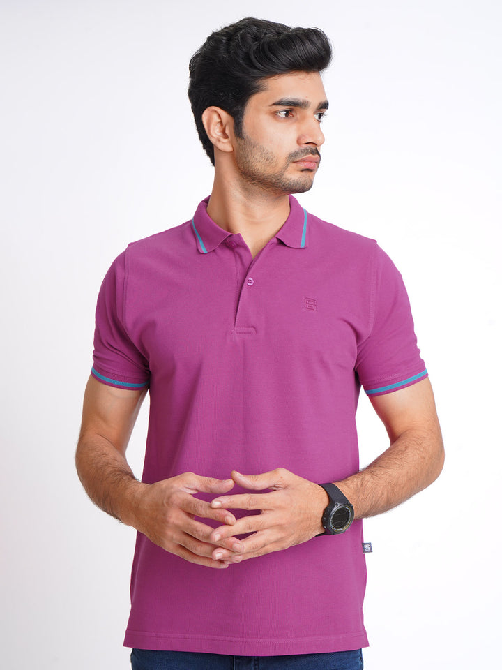 Fuchsia Classic Half Sleeves Cotton Polo T-Shirt (POLO-600)