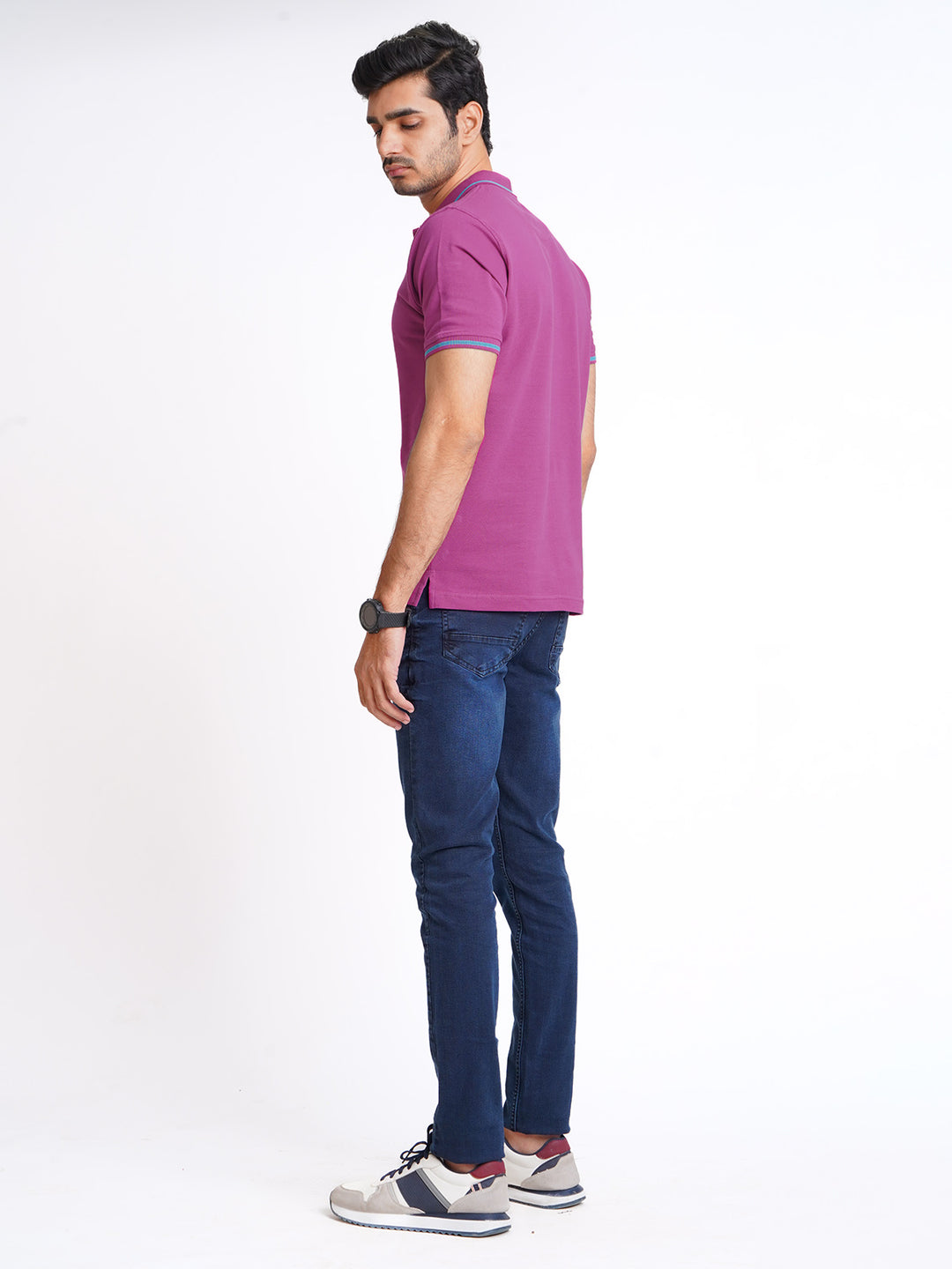 Fuchsia Classic Half Sleeves Cotton Polo T-Shirt (POLO-600)