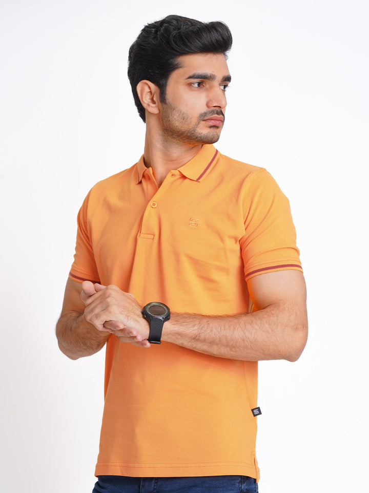 Orange Classic Half Sleeves Cotton Polo T-Shirt (POLO-601)