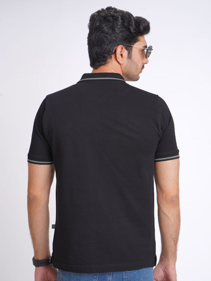 Black Classic Half Sleeves Cotton Polo T-Shirt (POLO-602)