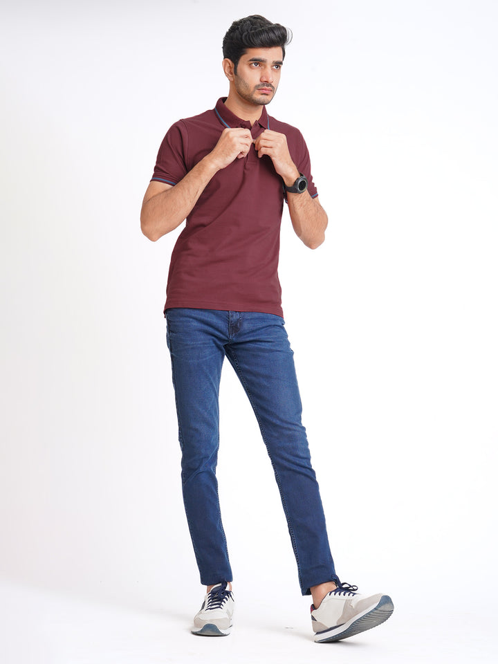 Maroon Classic Half Sleeves Cotton Polo T-Shirt (POLO-603)