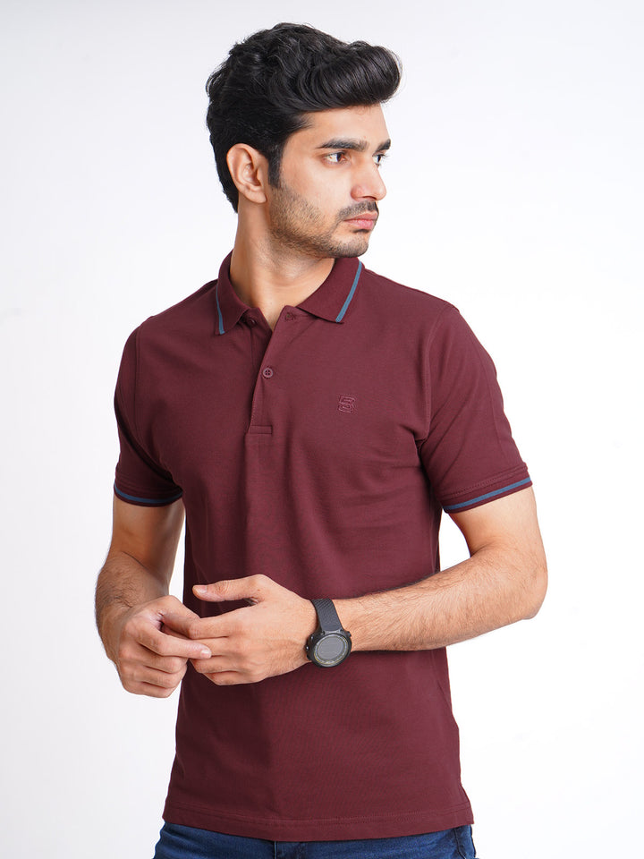 Maroon Classic Half Sleeves Cotton Polo T-Shirt (POLO-603)