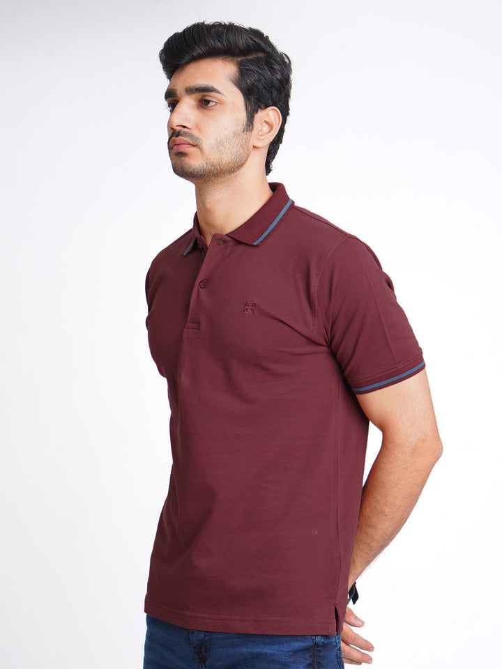 Maroon Classic Half Sleeves Cotton Polo T-Shirt (POLO-603)