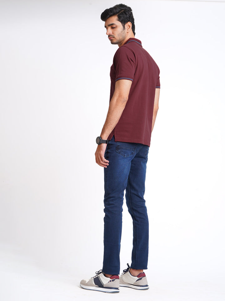 Maroon Classic Half Sleeves Cotton Polo T-Shirt (POLO-603)