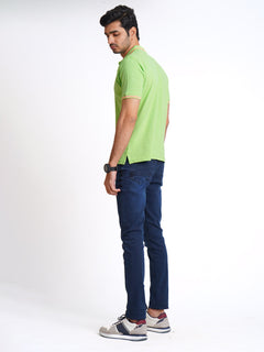 Bright Lime Green Classic Half Sleeves Cotton Polo T-Shirt (POLO-604)
