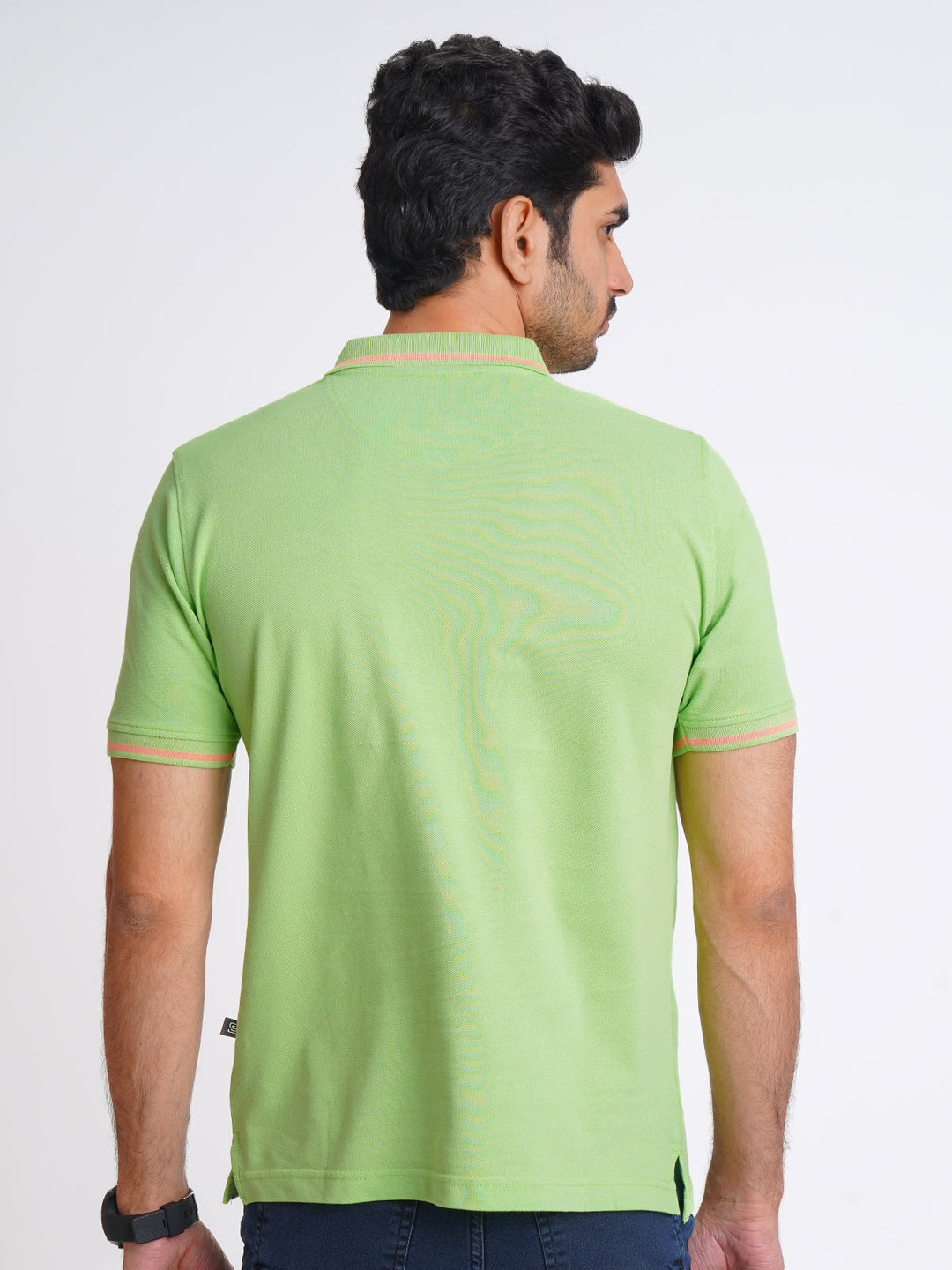 Bright Lime Green Classic Half Sleeves Cotton Polo T-Shirt (POLO-604)