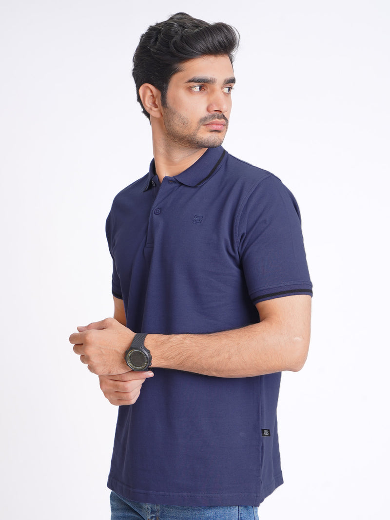 Indigo Classic Half Sleeves Cotton Polo T-Shirt (POLO-606)