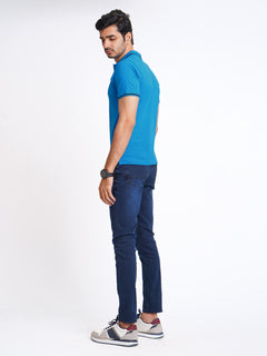 Twilight blue Classic Half Sleeves Cotton Polo T-Shirt (POLO-608)