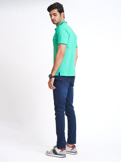 Electric Mint Green Classic Half Sleeves Cotton Polo T-Shirt (POLO-609)