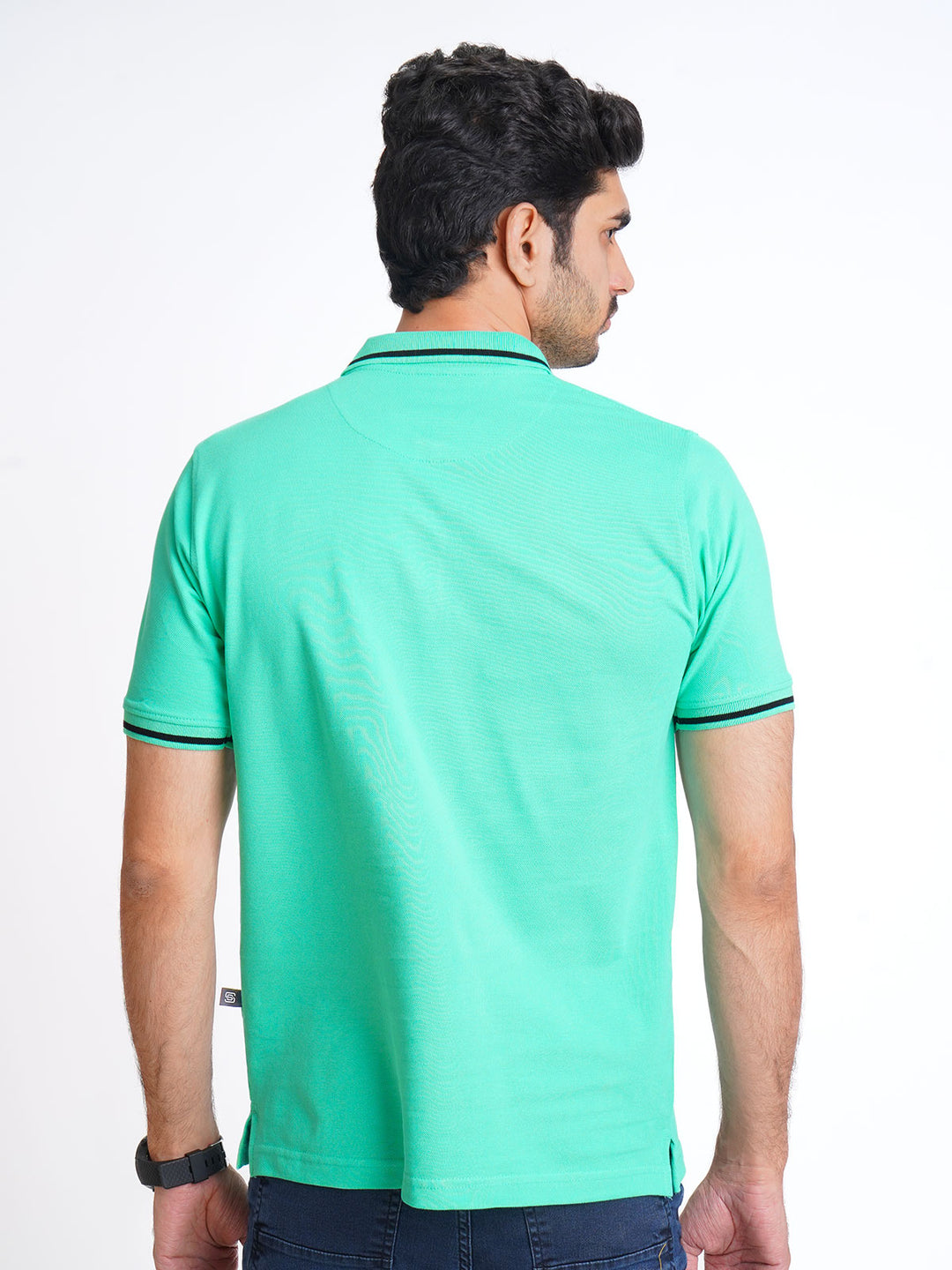 Electric Mint Green Classic Half Sleeves Cotton Polo T-Shirt (POLO-609)