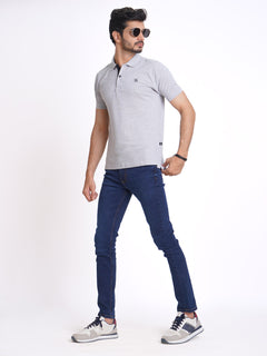 Grey Half Sleeves Designer Polo T-Shirt (POLO-610)