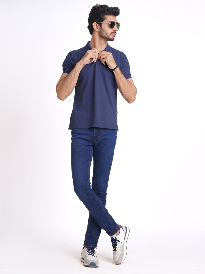 Sapphire Blue Half Sleeves Designer Polo T-Shirt (POLO-611)